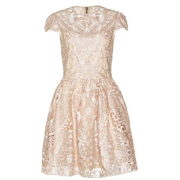 Alice + Olivia Gracia Mini Cream Dress Lace Size 0 - Picture 4 of 9